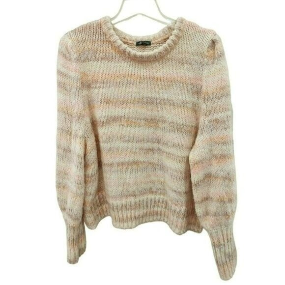 New Womens Peach Pink Striped  Long‎ Sleeve Cropped Sweater Review Measurements - Picture 6 of 12